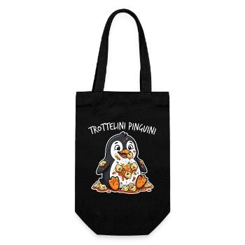 Trottelini Pinguini Pasta Cartoon - Geschenkbeutel für Flaschen - Schwarz - Vorne