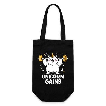 Bodybuilding Cat Unicorn for Fitness - Gift Bag for Bottles - black - Front