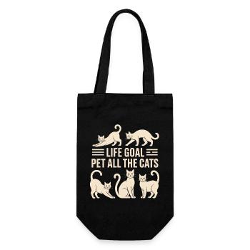Life Goal Pet All The Cats Lustige Retro - Geschenkbeutel für Flaschen - Schwarz - Vorne