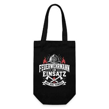 Feuerwehrmann im Einsatz Shirt - Geschenkbeutel für Flaschen - Schwarz - Vorne