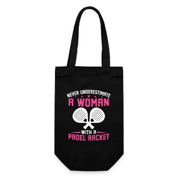 never underestimate a woman with padel racket - Gift Bag for Bottles - black - Front