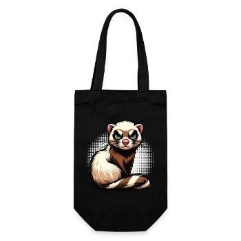 Frettchen Frettchenhalter Frettchenbesitzer - Geschenkbeutel für Flaschen - Schwarz - Vorne