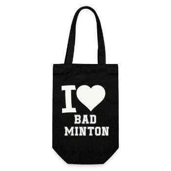 Ich liebe Badminton Herz - Geschenkbeutel für Flaschen - Schwarz - Vorne