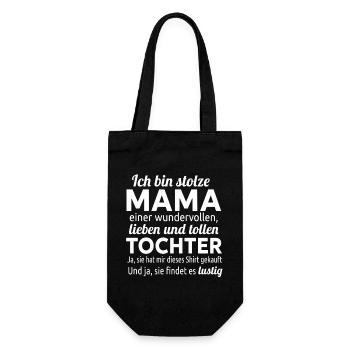 Stolze Mama einer wundervollen Tochter - Geschenkbeutel für Flaschen - Schwarz - Vorne