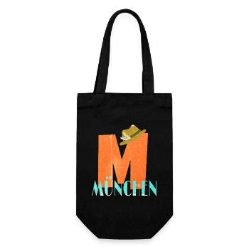 Retro Design M München - Geschenkbeutel für Flaschen - Schwarz - Vorne