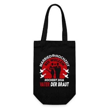 Hochzeit Married 2026 Vater der Braut Ringe - Geschenkbeutel für Flaschen - Schwarz - Vorne