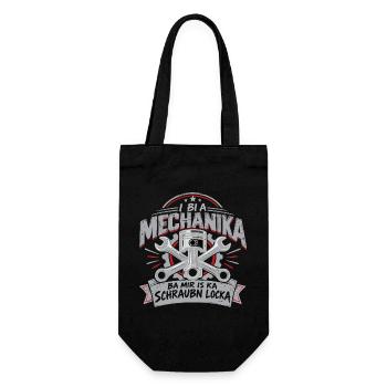 i bi a Mechanika - ba mir is ka Schraubn locka - Geschenkbeutel für Flaschen - Schwarz - Vorne