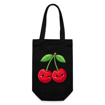 Lustige Kawaii Kirschen Geschenk  - Geschenkbeutel für Flaschen - Schwarz - Vorne