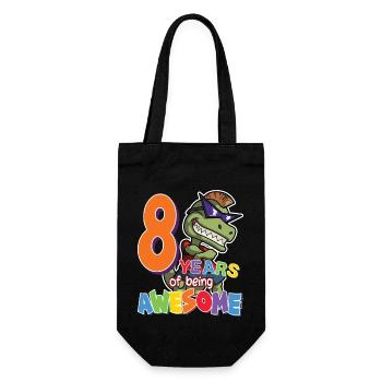 8. Geburtstag Geschenk für Jungen, Dino Dinosaurier, 8 Jahre - Geschenkbeutel für Flaschen - Schwarz - Vorne