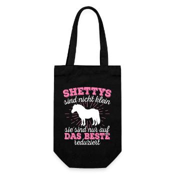 Shetty Shetland Pony Pferd Reiterin Damen Mädchen - Geschenkbeutel für Flaschen - Schwarz - Vorne