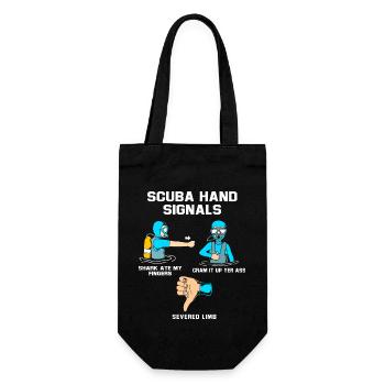 Taucher Handzeichen Scuba Diving - Geschenkbeutel für Flaschen - Schwarz - Vorne