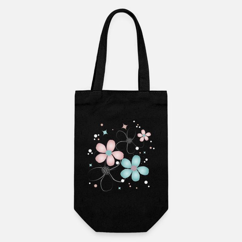 fleurs tendres en rose et turquoise - Sac à bouteille - noir