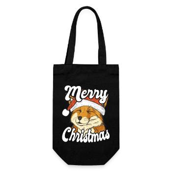 Merry Christmas Weihnachten Fuchs - Geschenkbeutel für Flaschen - Schwarz - Vorne