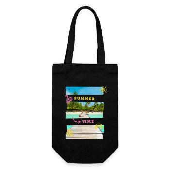 Sommer Sonne Strand Meer Palme Urlaub Reisen - Geschenkbeutel für Flaschen - Schwarz - Vorne