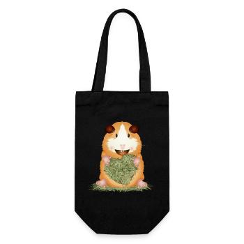 witziges Meerschweinchen mit großem Heu Herzen - Geschenkbeutel für Flaschen - Schwarz - Vorne