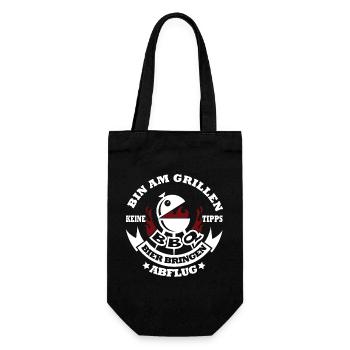 Grill-Motiv mit Bier-Design - Geschenkbeutel für Flaschen - Schwarz - Vorne