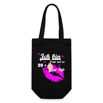 Zum 40. Geburtstag Damen 39 + - Geschenkbeutel für Flaschen - Schwarz - Vorne