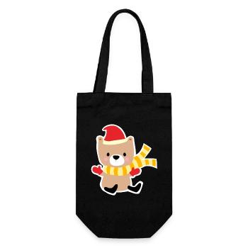 Winter bear with Christmas hat - Gift Bag for Bottles - black - Front