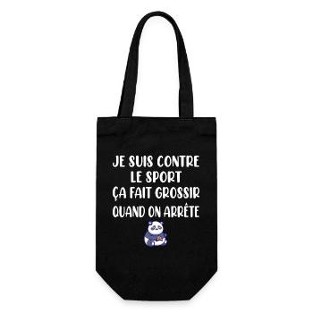 Je suis contre le sport ça fait grossir t-shirt - Sac à bouteille - noir - Devant