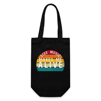 Live-Musik macht mich lebendig Retro Sonnenuntergang Zitat - Geschenkbeutel für Flaschen - Schwarz - Vorne