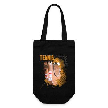 Tennis Tennisspieler Spieler Vintage Retro - Geschenkbeutel für Flaschen - Schwarz - Vorne
