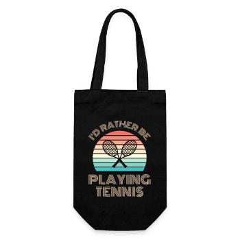 I'D RATHER BE Playing Tennis Spruch Retro Sonne - Geschenkbeutel für Flaschen - Schwarz - Vorne