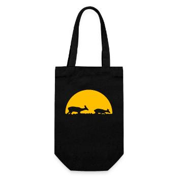 Rehe im Sonnenuntergang - Geschenkbeutel für Flaschen - Schwarz - Vorne