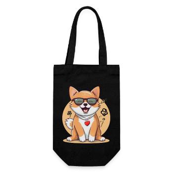 Shiba Inu with sunglasses and heart chain - Gift Bag for Bottles - black - Front