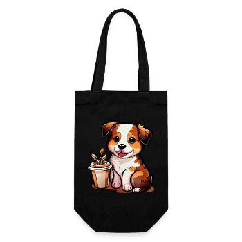Doggy with coffee: the perfect companion - Gift Bag for Bottles - black - Front