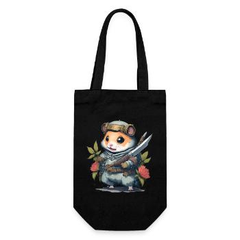 Ninja-Hamster-Kampfmeister. Hamster im Kampfmodus - Geschenkbeutel für Flaschen - Schwarz - Vorne
