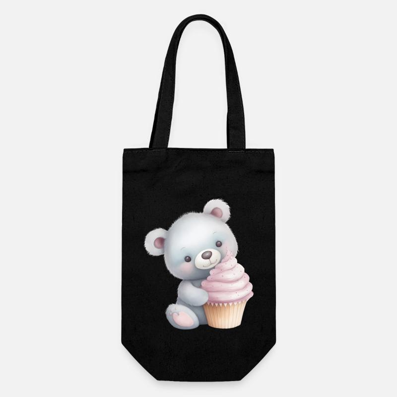 Teddy Bär Cupcake - Geschenkbeutel für Flaschen - Schwarz