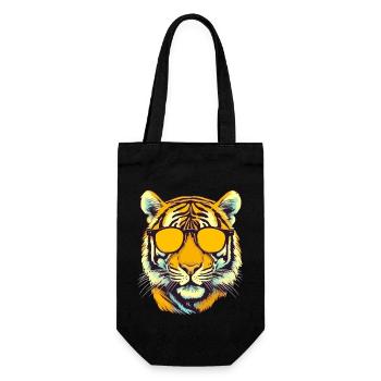 Tigy, der bebrillte Tiger - Geschenkbeutel für Flaschen - Schwarz - Vorne