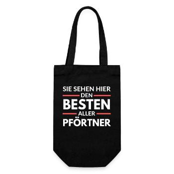 Sie sehen hier den Besten aller Pförtner - Geschenkbeutel für Flaschen - Schwarz - Vorne