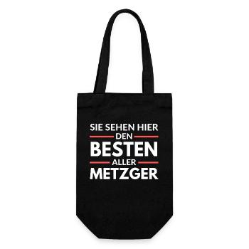 Sie sehen hier den Besten aller Metzger - Geschenkbeutel für Flaschen - Schwarz - Vorne