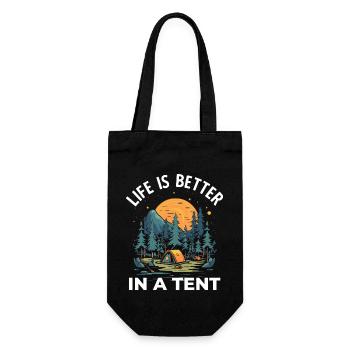 Life is Better in a Tent Camping Hiking - Gift Bag for Bottles - black - Front