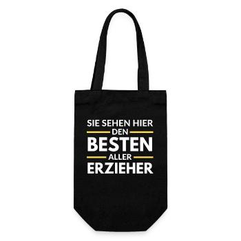 Sie sehen hier den Besten aller Erzieher - Geschenkbeutel für Flaschen - Schwarz - Vorne
