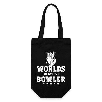 Worlds Okayest Bowler Bowling Ball for - Gift Bag for Bottles - black - Front