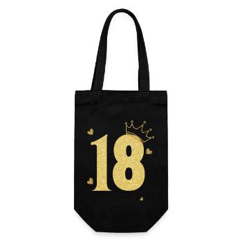 18th Anniversary Golden Crown - Gift Bag for Bottles - black - Front