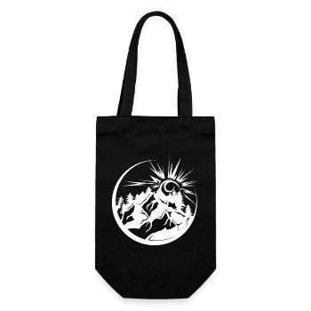 Mountains outdoor nature forest landscape graphic icon - Gift Bag for Bottles - black - Front