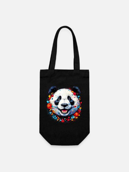 Panda - Geschenkbeutel für Flaschen - Schwarz