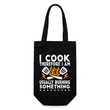Je cuisine, donc je suis - message humoristique - Sac à bouteille - noir - Devant