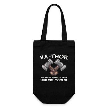 Vathor Papa Vater Geschenk zum Vatertag für Männer - Geschenkbeutel für Flaschen - Schwarz - Vorne