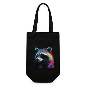Raccoon Artwork - Raccoon Animal Art - Gift Bag for Bottles - black - Front
