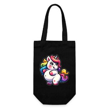 Colorful unicorn cuddly design - Gift Bag for Bottles - black - Front