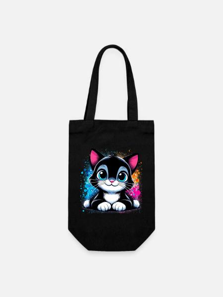 Katze - Geschenkbeutel für Flaschen - Schwarz