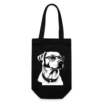 Cooler Labrador Hund mit Brille - Geschenkbeutel für Flaschen - Schwarz - Vorne