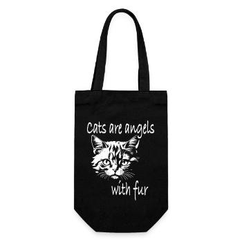 Cats are angels - Gift Bag for Bottles - black - Front