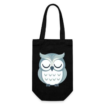 Hibou gris endormi perché sur une branche - Sac à bouteille - noir - Devant
