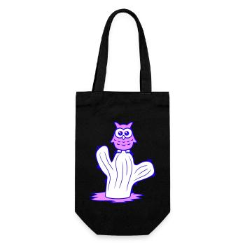 Cactus Owl Sitting Cacti Night Bird Cute Cute - Gift Bag for Bottles - black - Front