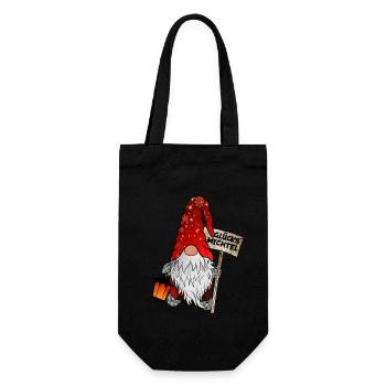 Glücks Wichtel – Weihnachtsgnom - Geschenkbeutel für Flaschen - Schwarz - Vorne